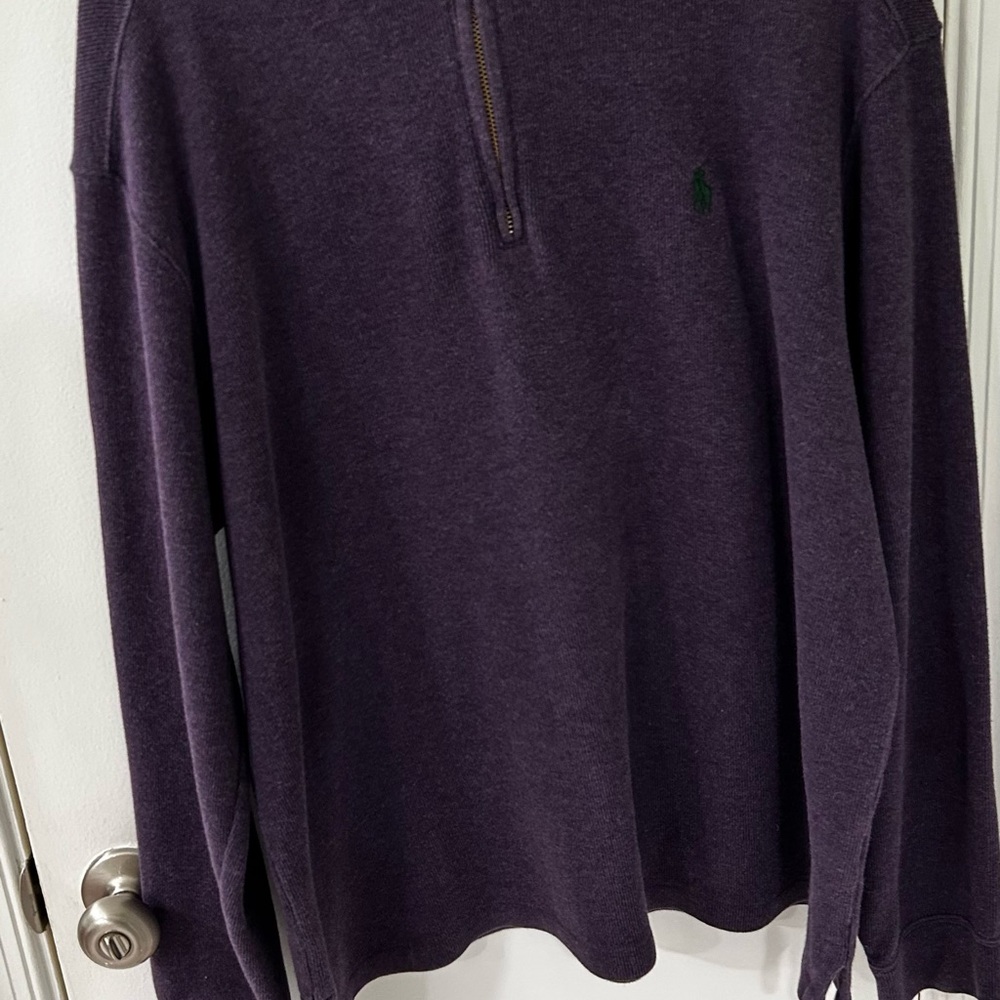 Ralph Lauren Men's Dark Purple Zip-Up Sweater